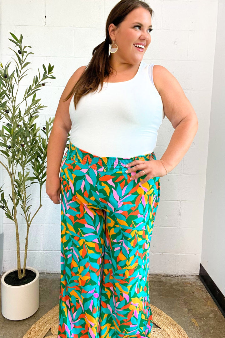 Summer Days - Abstract Print Smocked Palazzo Pants - Joy & Country