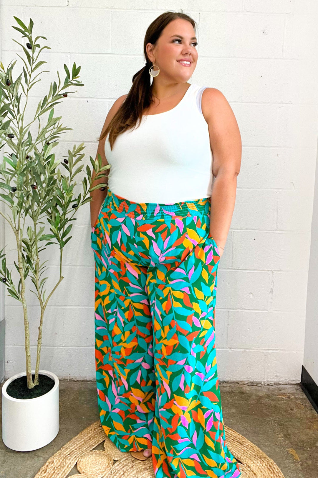 Summer Days - Abstract Print Smocked Palazzo Pants - Joy & Country