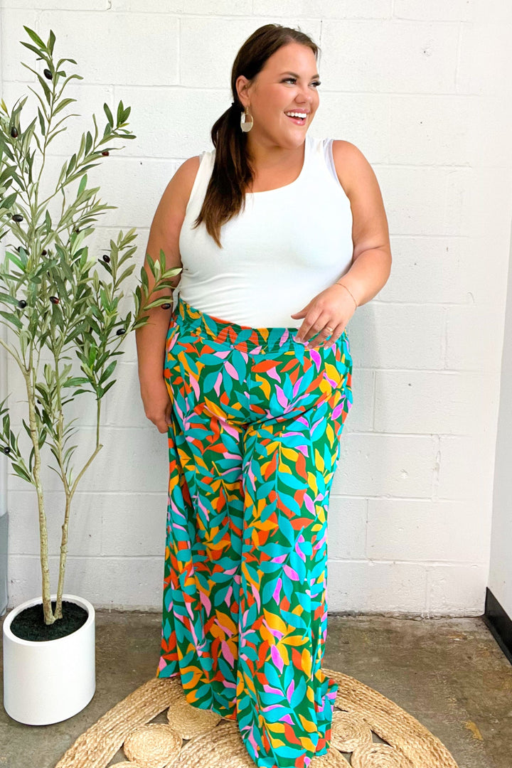 Summer Days - Abstract Print Smocked Palazzo Pants - Joy & Country