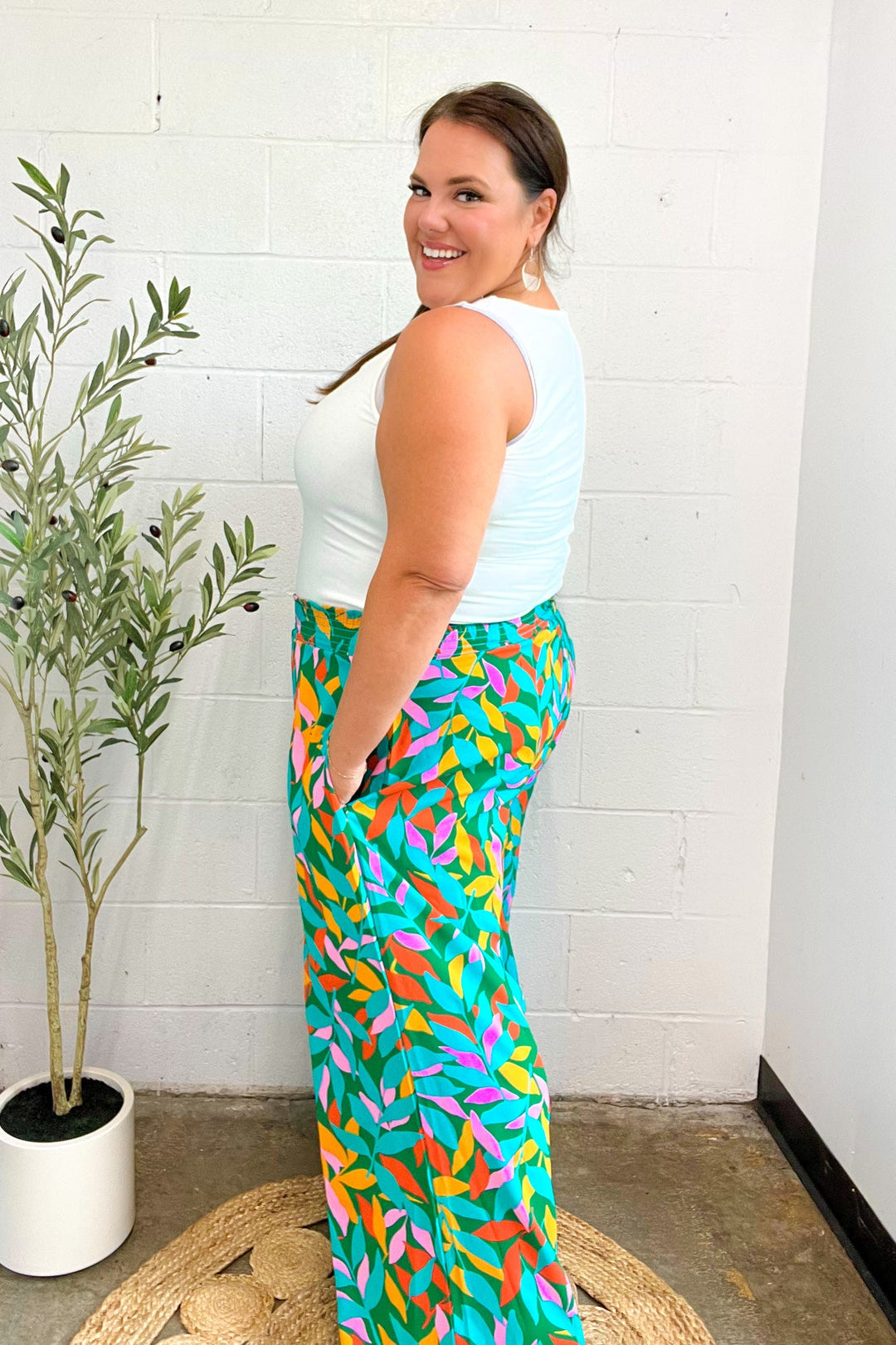 Summer Days - Abstract Print Smocked Palazzo Pants - Joy & Country