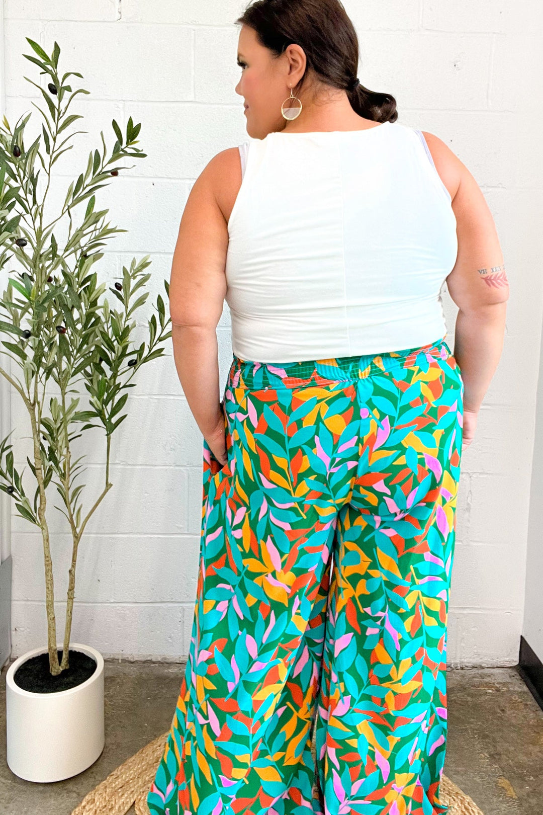 Summer Days - Abstract Print Smocked Palazzo Pants - Joy & Country