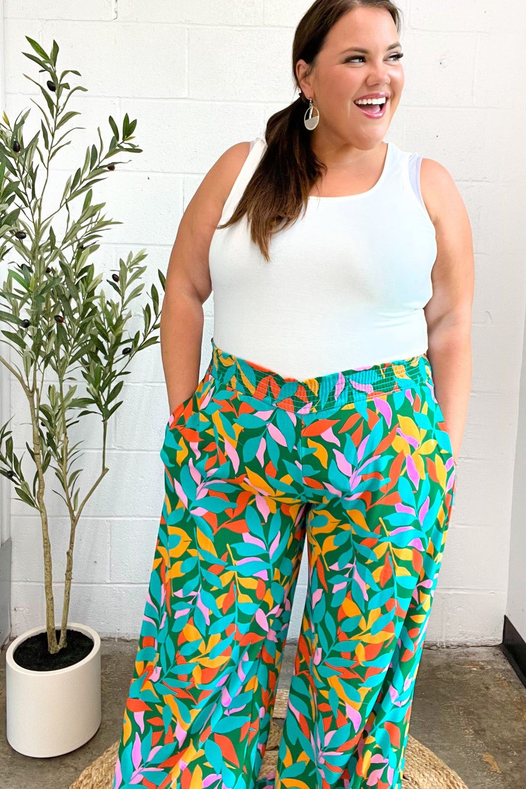 Summer Days - Abstract Print Smocked Palazzo Pants - Joy & Country