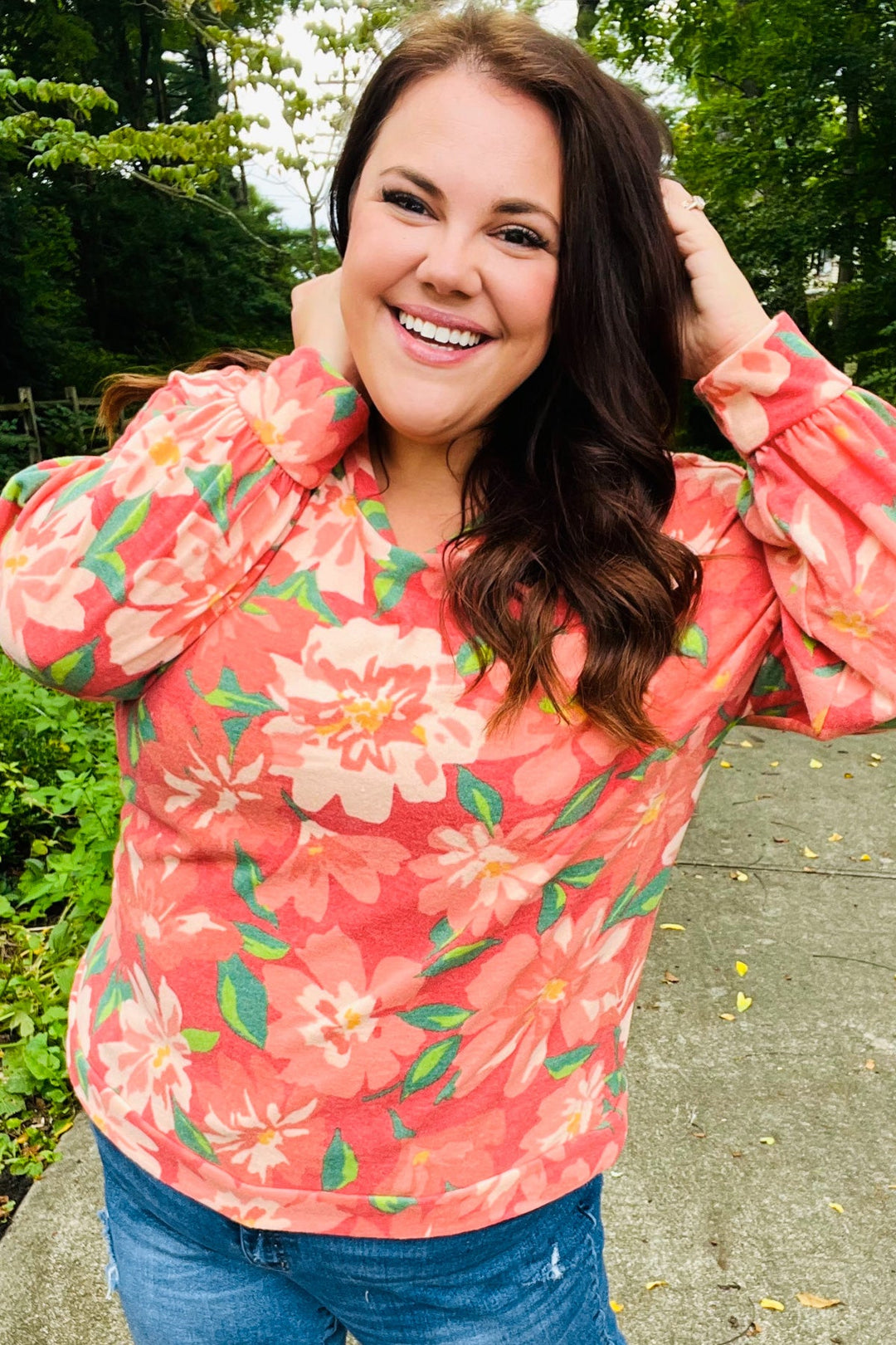 Boldly You - Soft Floral Sweater Top - Red - Joy & Country