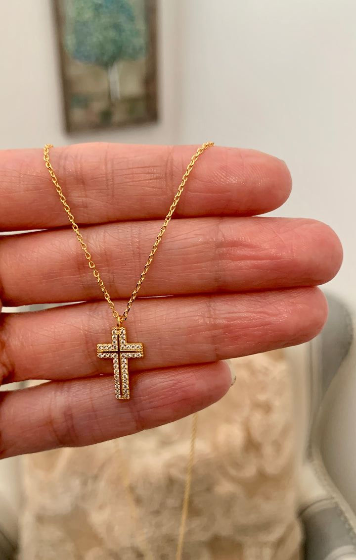 Restores My Soul - Pave Rhinestone Cross Necklace