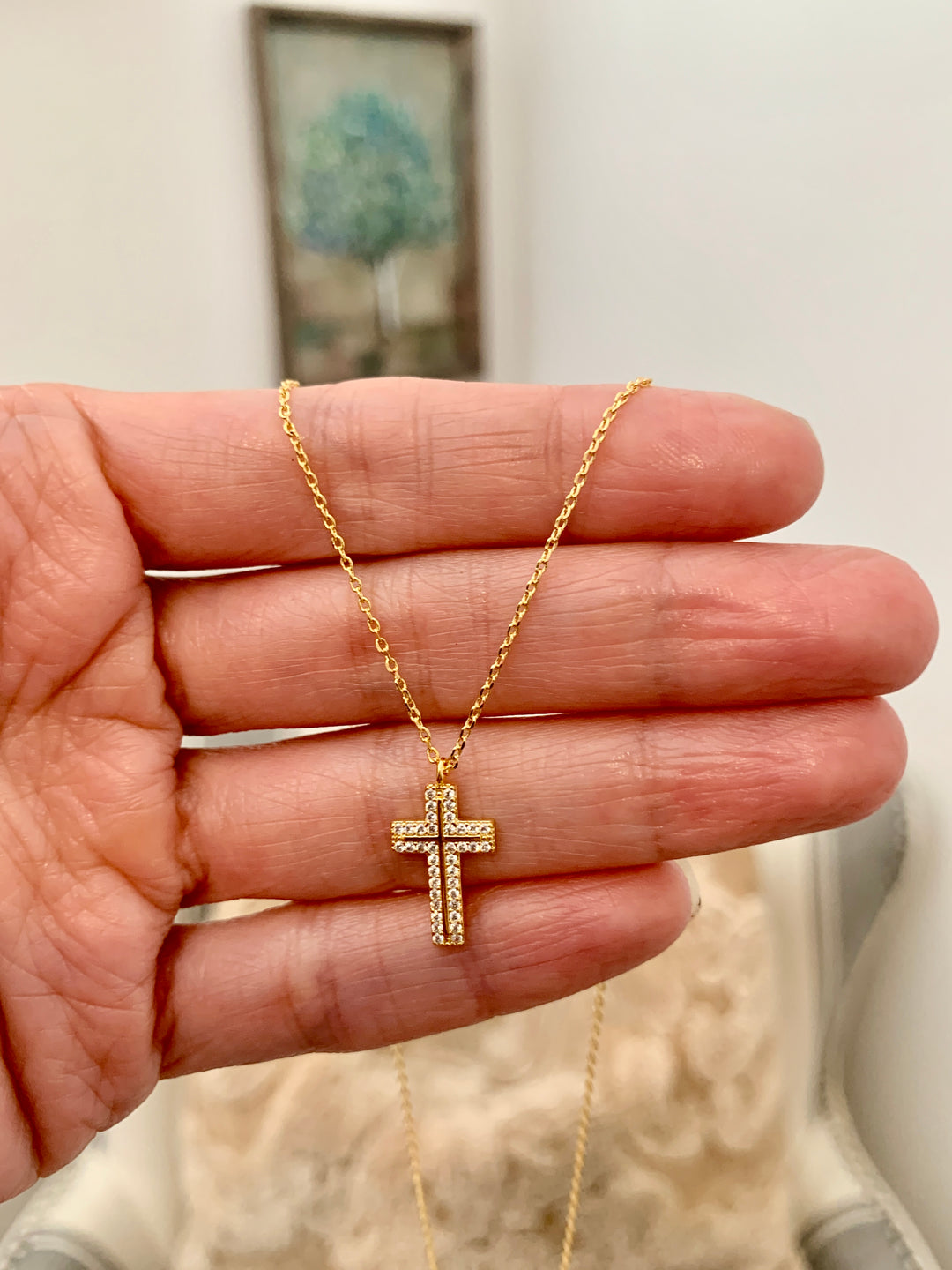 Restores My Soul - Pave Rhinestone Cross Necklace