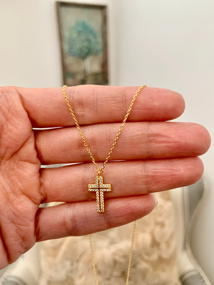Restores My Soul - Pave Rhinestone Cross Necklace