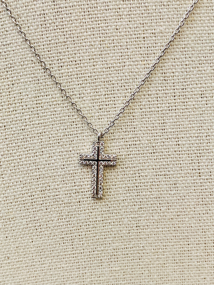 Restores My Soul - Pave Rhinestone Cross Necklace
