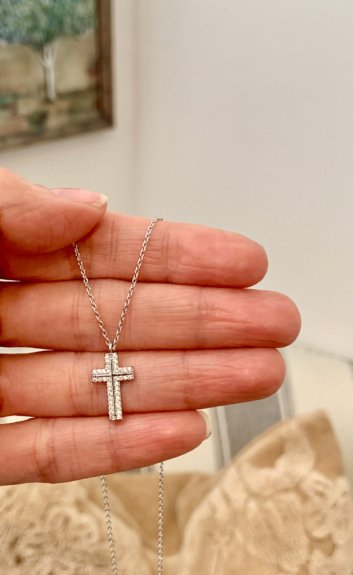 Restores My Soul - Pave Rhinestone Cross Necklace