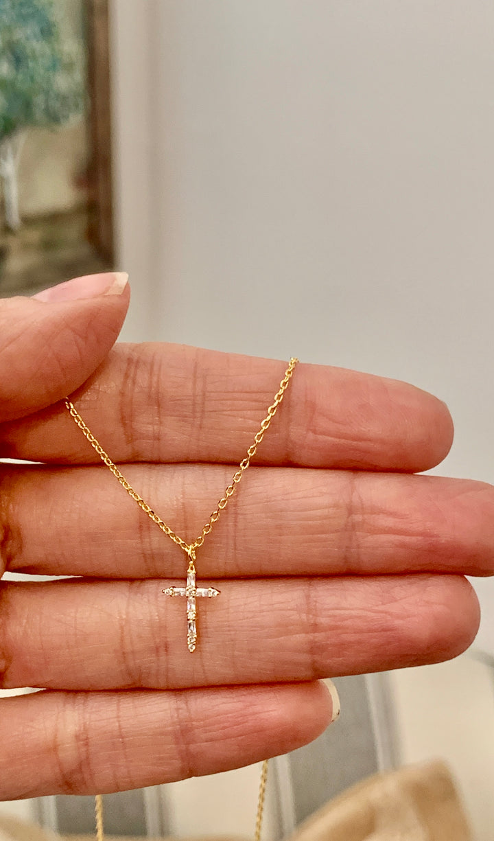 Shine Bright Petite Cross Pendant Necklace