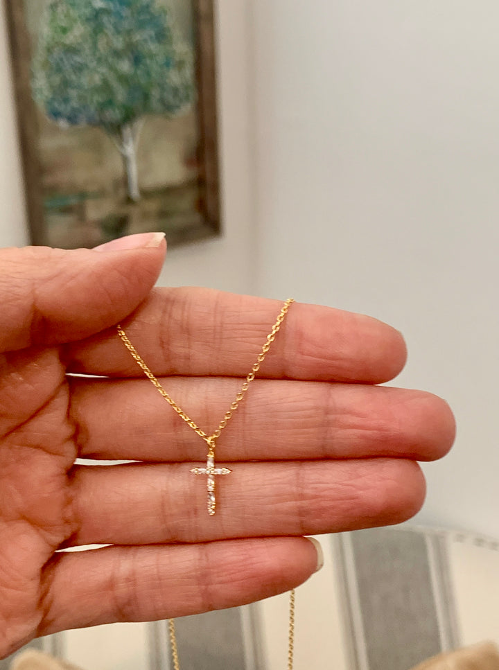 Shine Bright Petite Cross Pendant Necklace