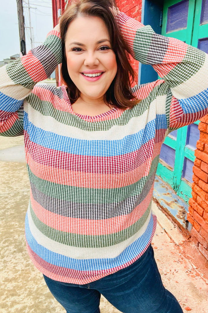 Ready For Action - Textured Vintage Stripe Top