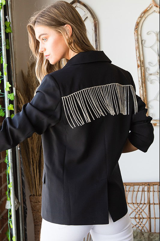 Holiday Glam Tassel Blazer    Joy & Country