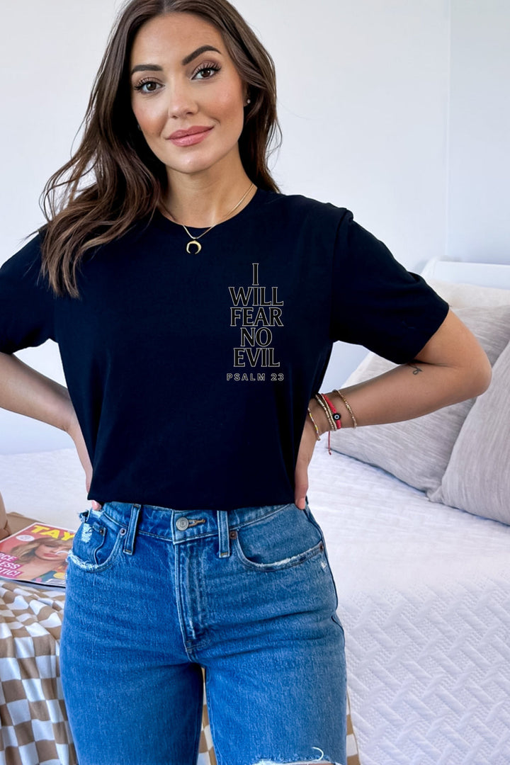 l Will Fear No Evil Psalm 23 - Vertical Text - Unisex Crew-Neck Tee   T-Shirt Joy & Country