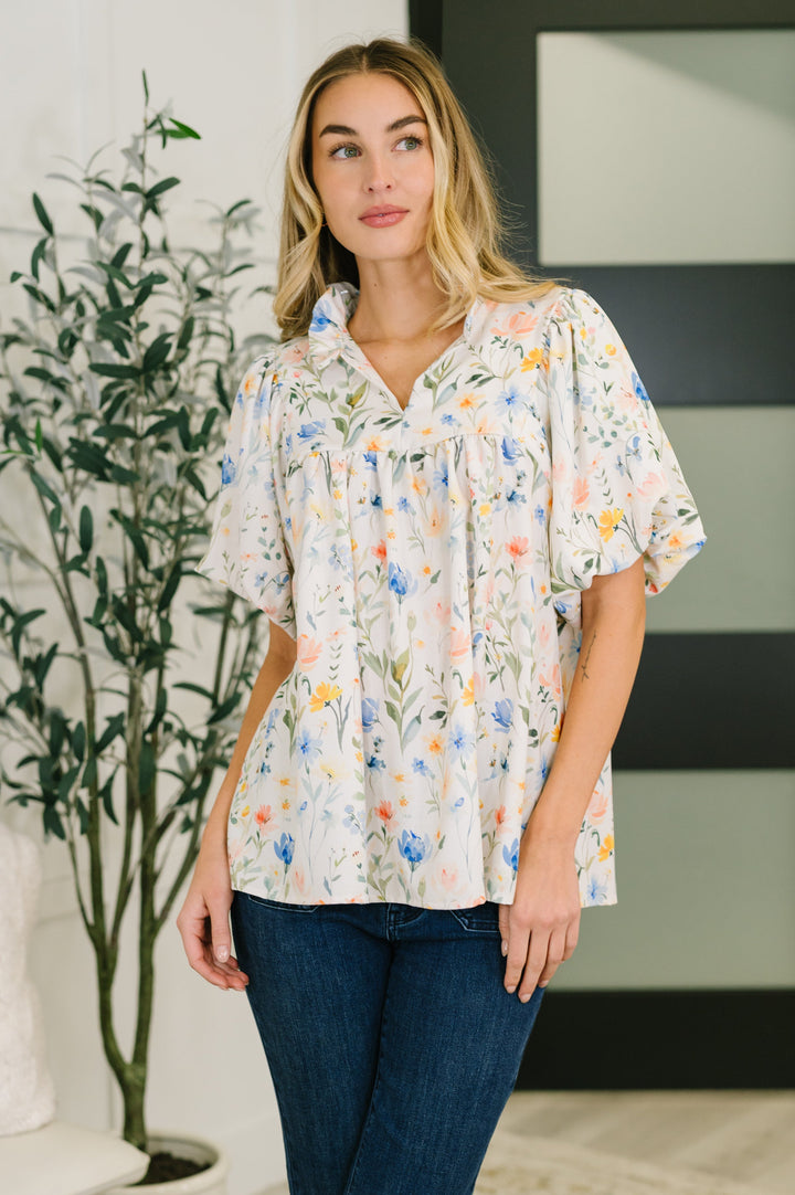 In All This Time Notch Neck Floral Blouse   Womens Joy & Country