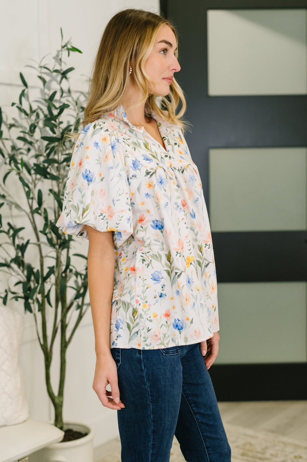 In All This Time Notch Neck Floral Blouse   Womens Joy & Country