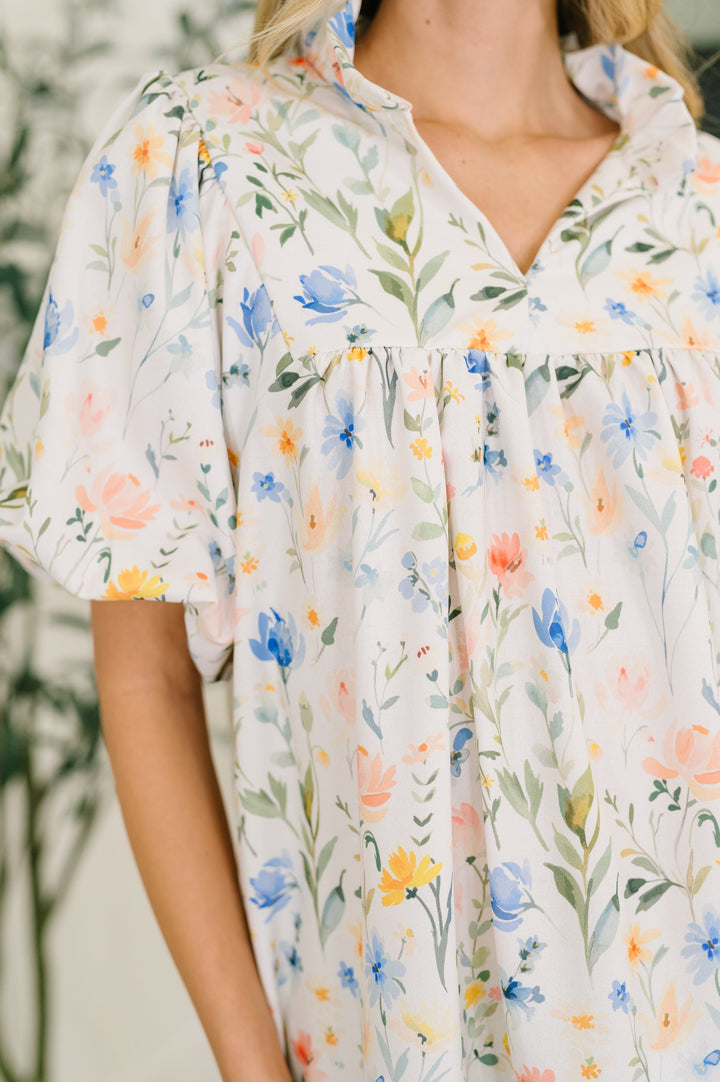 In All This Time Notch Neck Floral Blouse   Womens Joy & Country