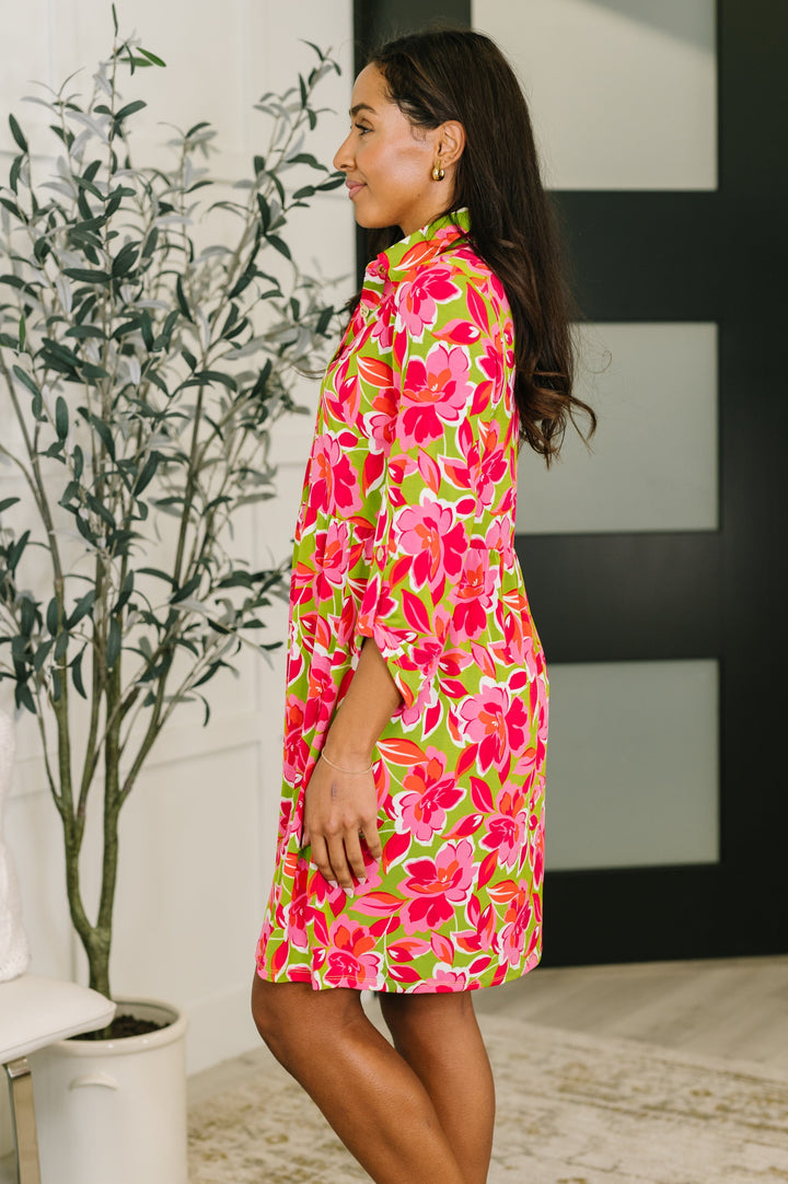 Inspire Collared Dress in Pink Blossom   Womens Joy & Country