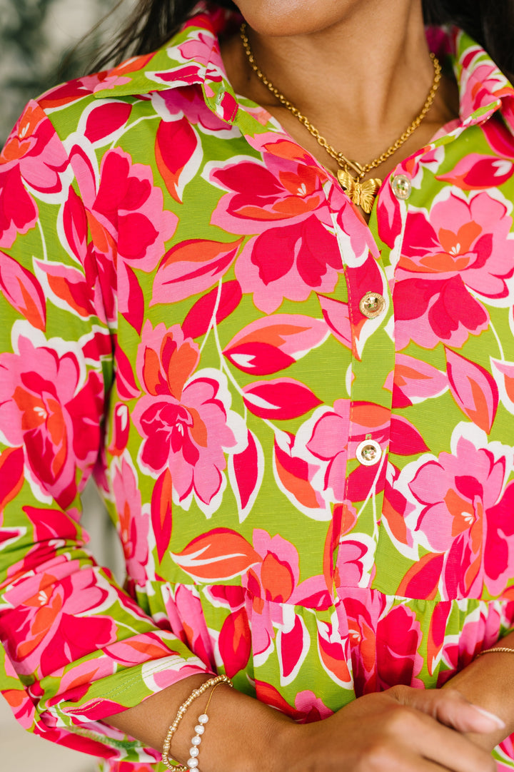 Inspire Collared Dress in Pink Blossom   Womens Joy & Country