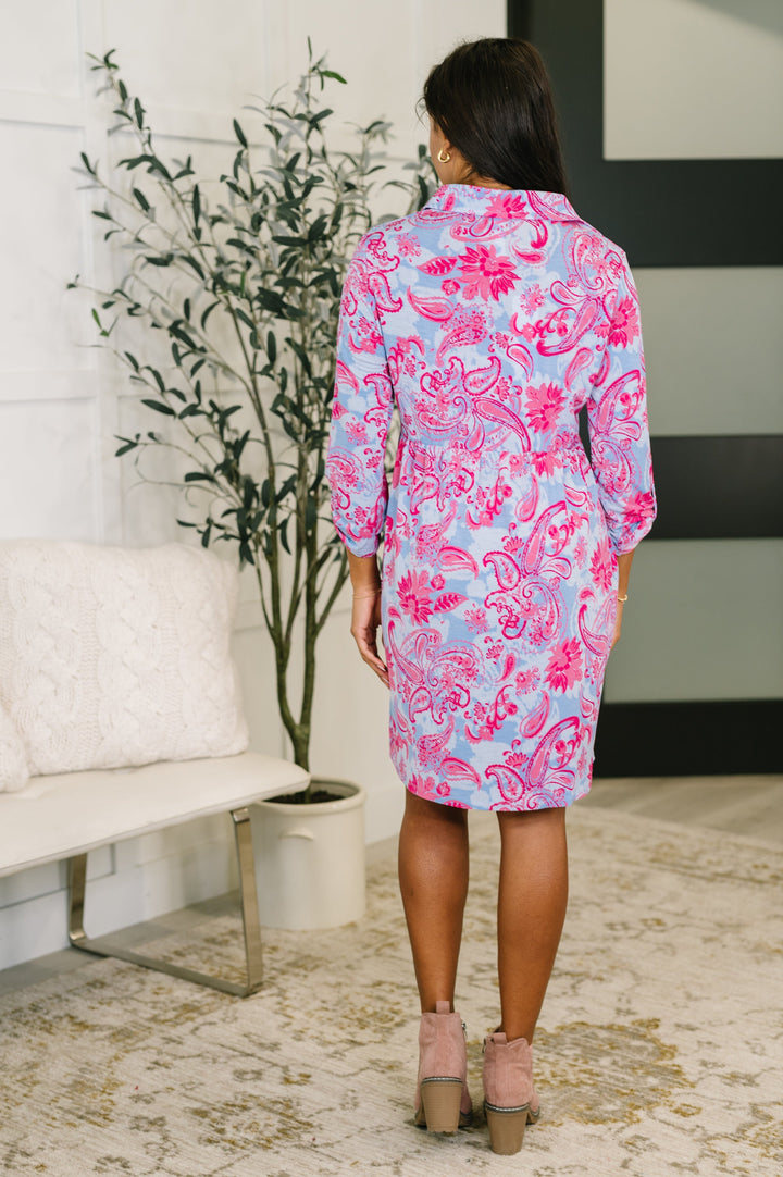 Inspire Collared Dress in Pink Paisley   Womens Joy & Country