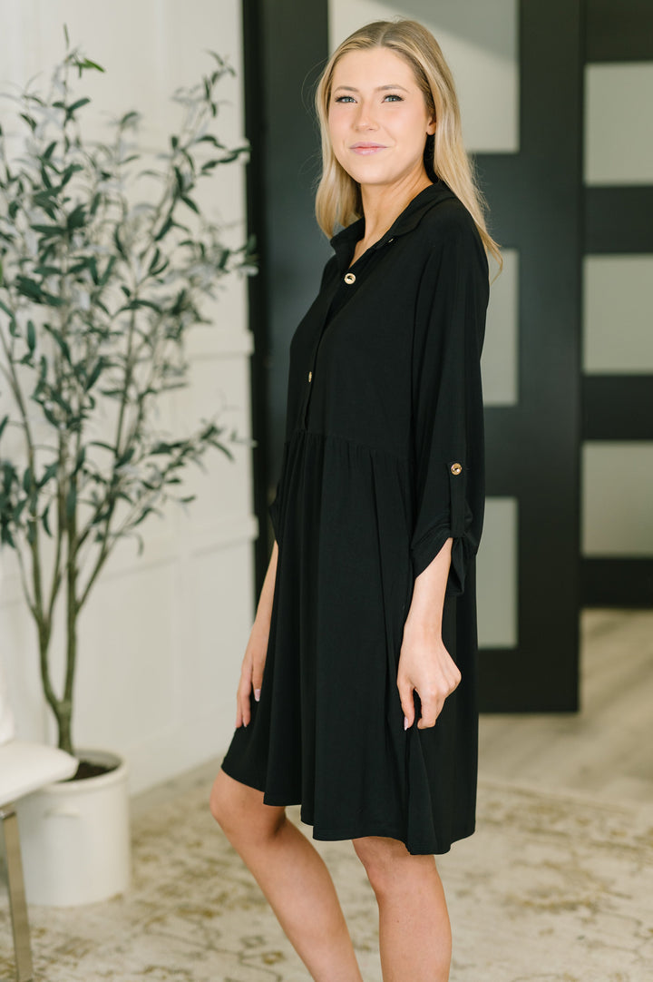 Inspire Collared Neck Dress in Black   Womens Joy & Country
