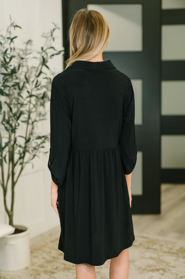 Inspire Collared Neck Dress in Black   Womens Joy & Country