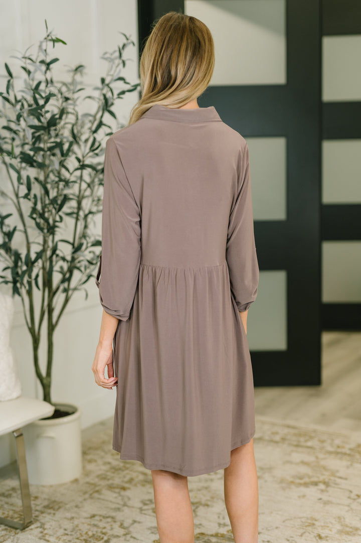 Inspire Collared Neck Dress in Mocha   Womens Joy & Country