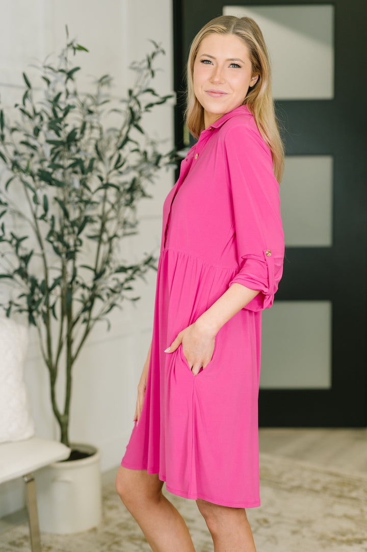 Inspire Collared Neck Dress in Runway Pink   Womens Joy & Country