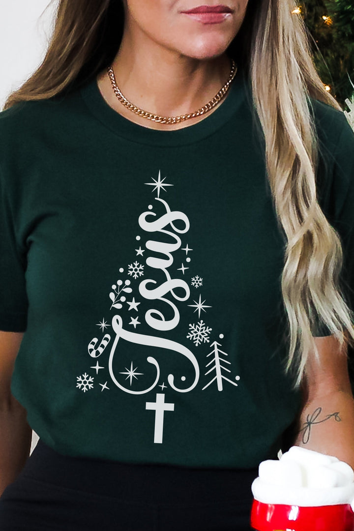 Jesus Intertwined Christmas Tree - Unisex Crew-Neck Tee   T-Shirt Joy & Country