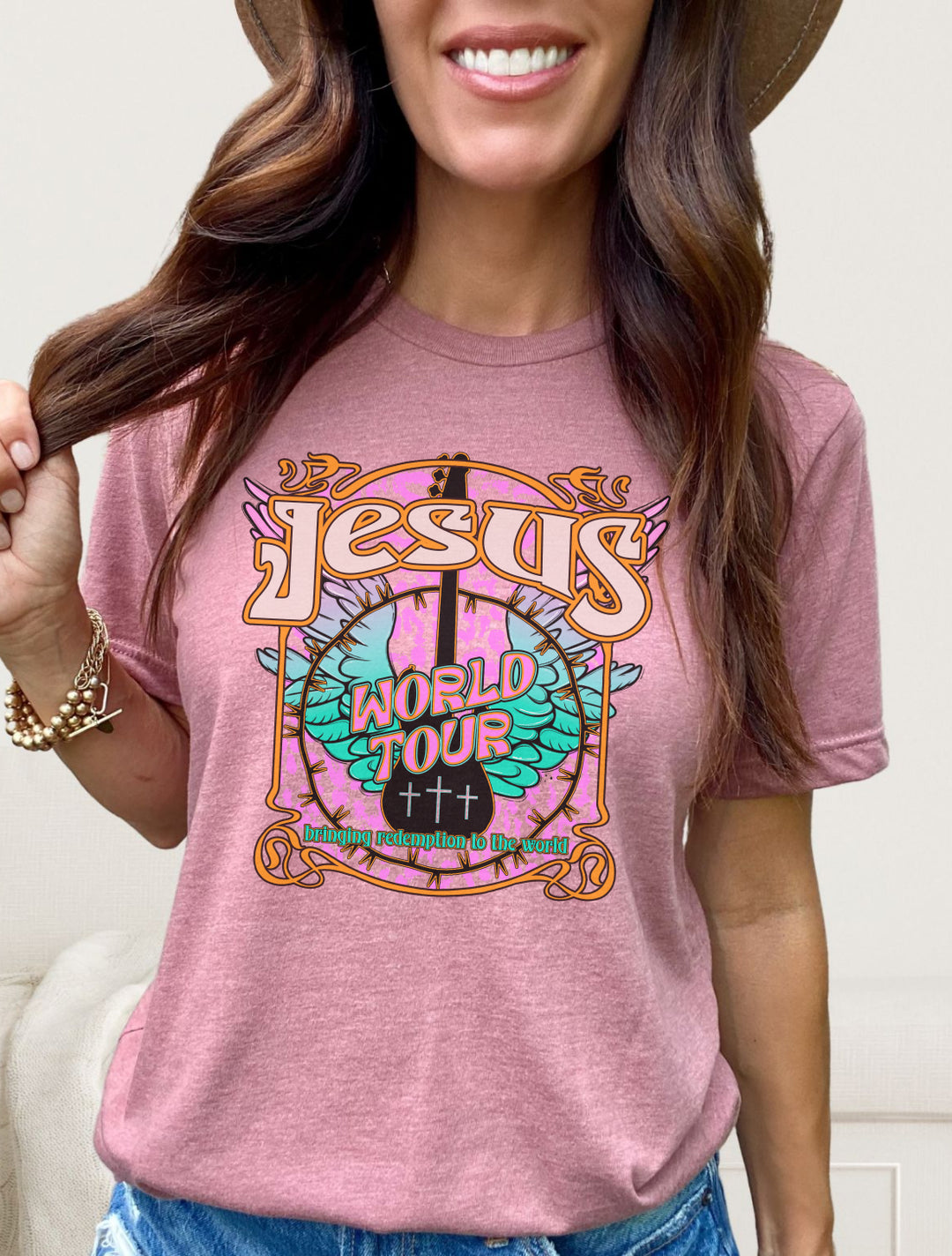 Jesus World Tour - Bringing Redemption To The World - Unisex Crew-Neck Tee