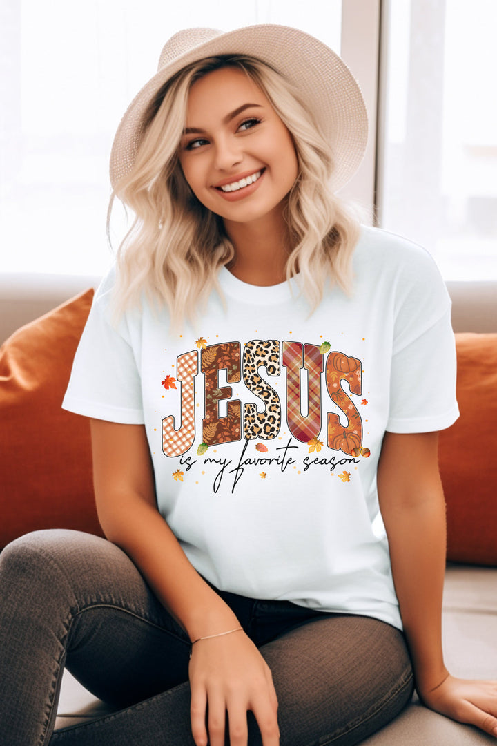 Jesus Is My Favorite Season - Fall-Inspired - Unisex Crew-Neck Tee   T-Shirt Joy & Country