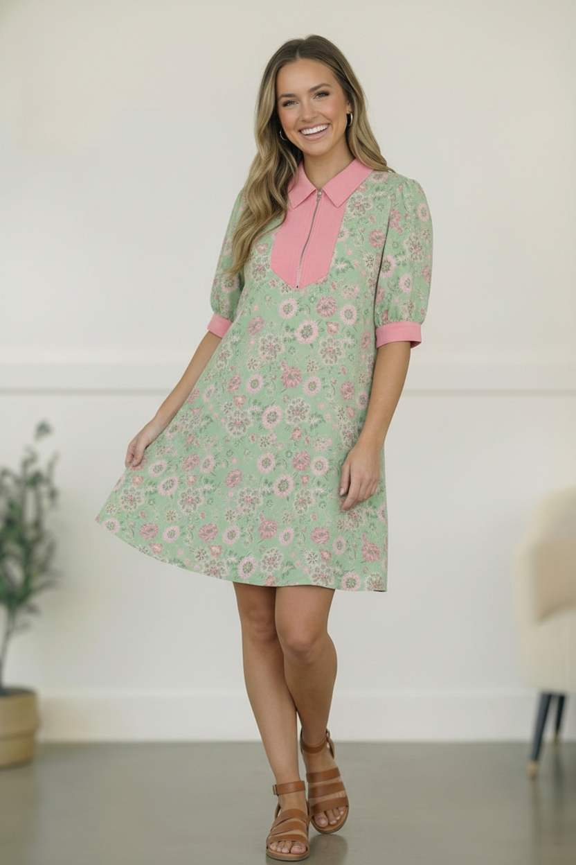 Blast From the Past Mint Blossom Dress    Joy & Country