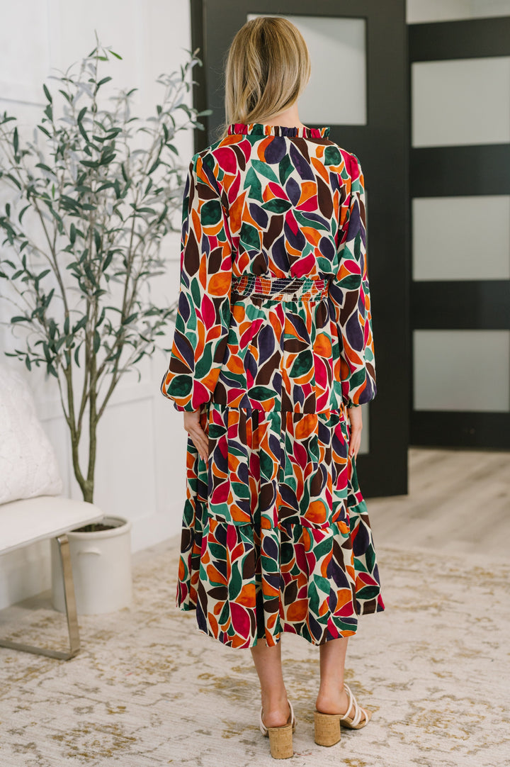 Leafing it All Behind Long Sleeve Tiered Dress   Womens Joy & Country