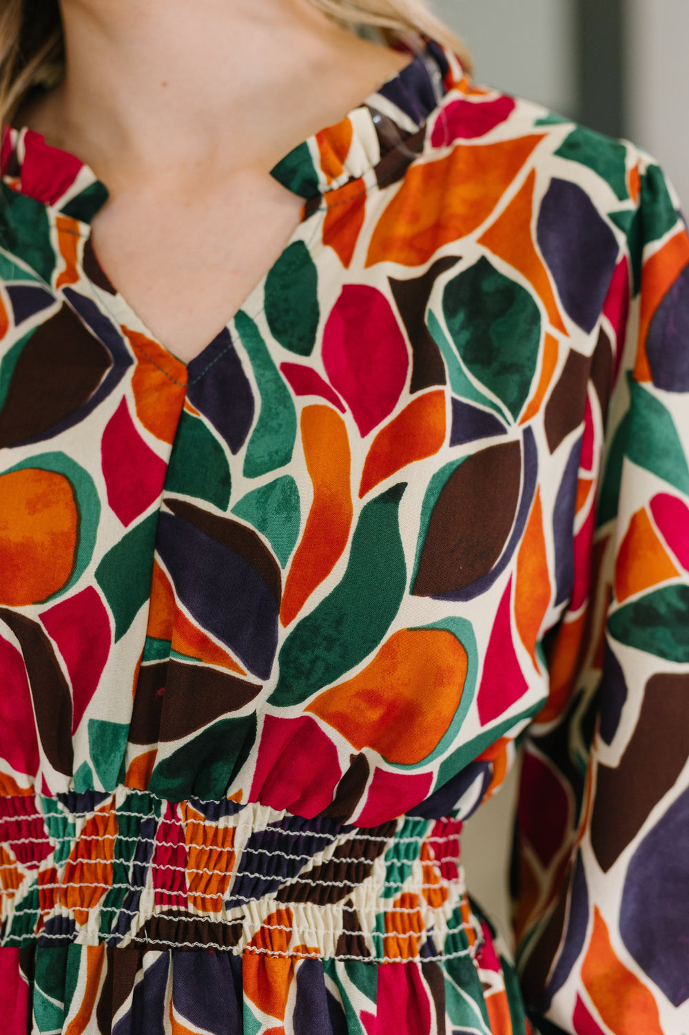 Leafing it All Behind Long Sleeve Tiered Dress   Womens Joy & Country