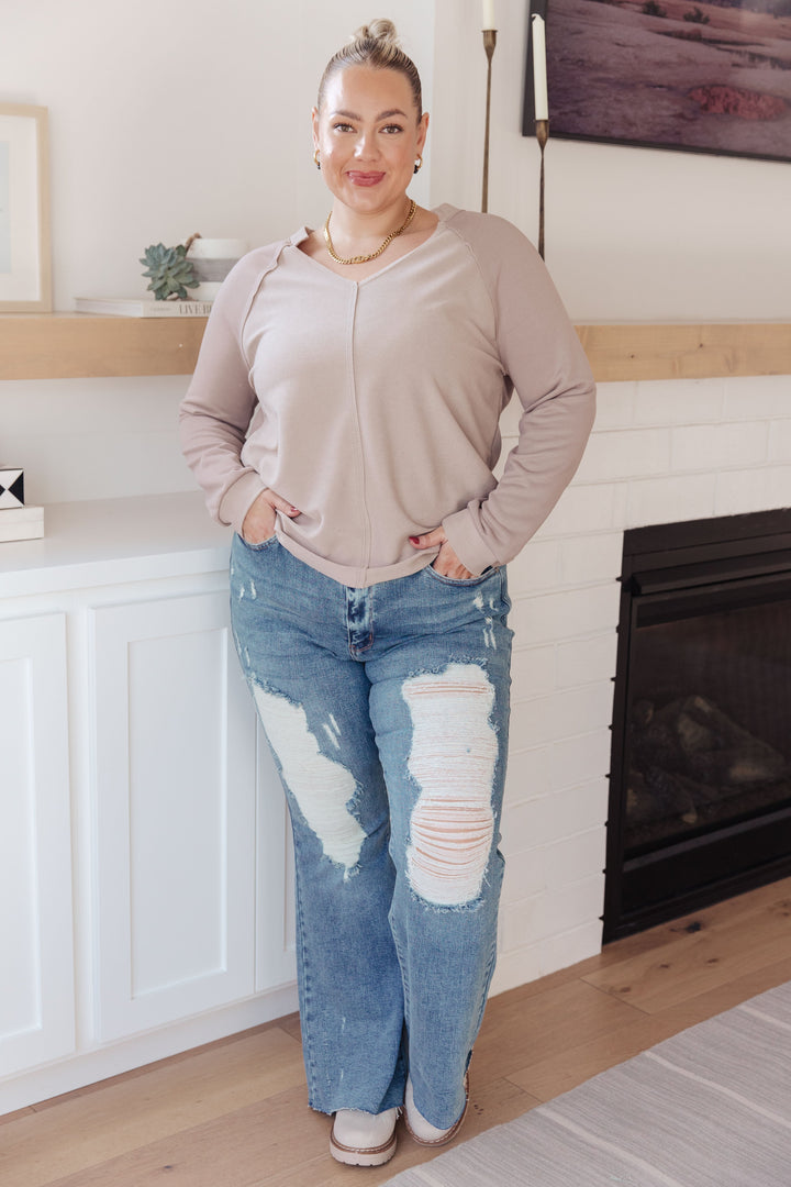 Less Conversation V-Neck Top   Tops Joy & Country