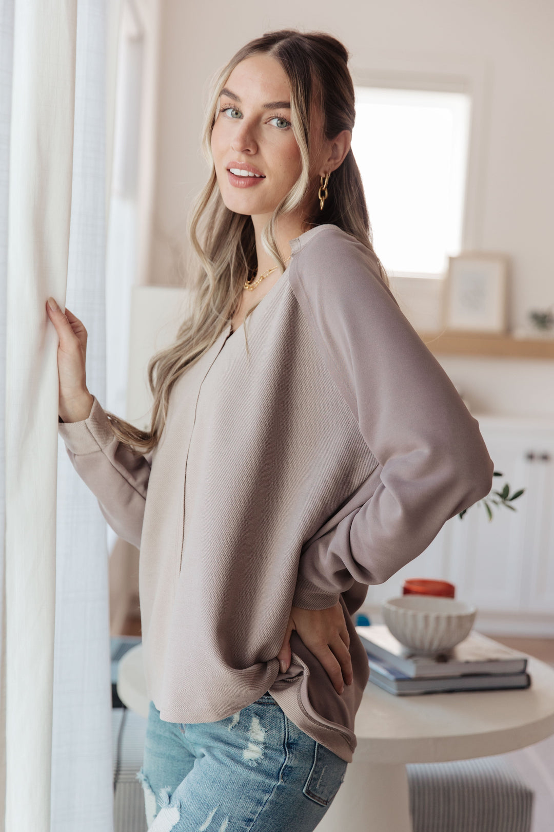 Less Conversation V-Neck Top   Tops Joy & Country