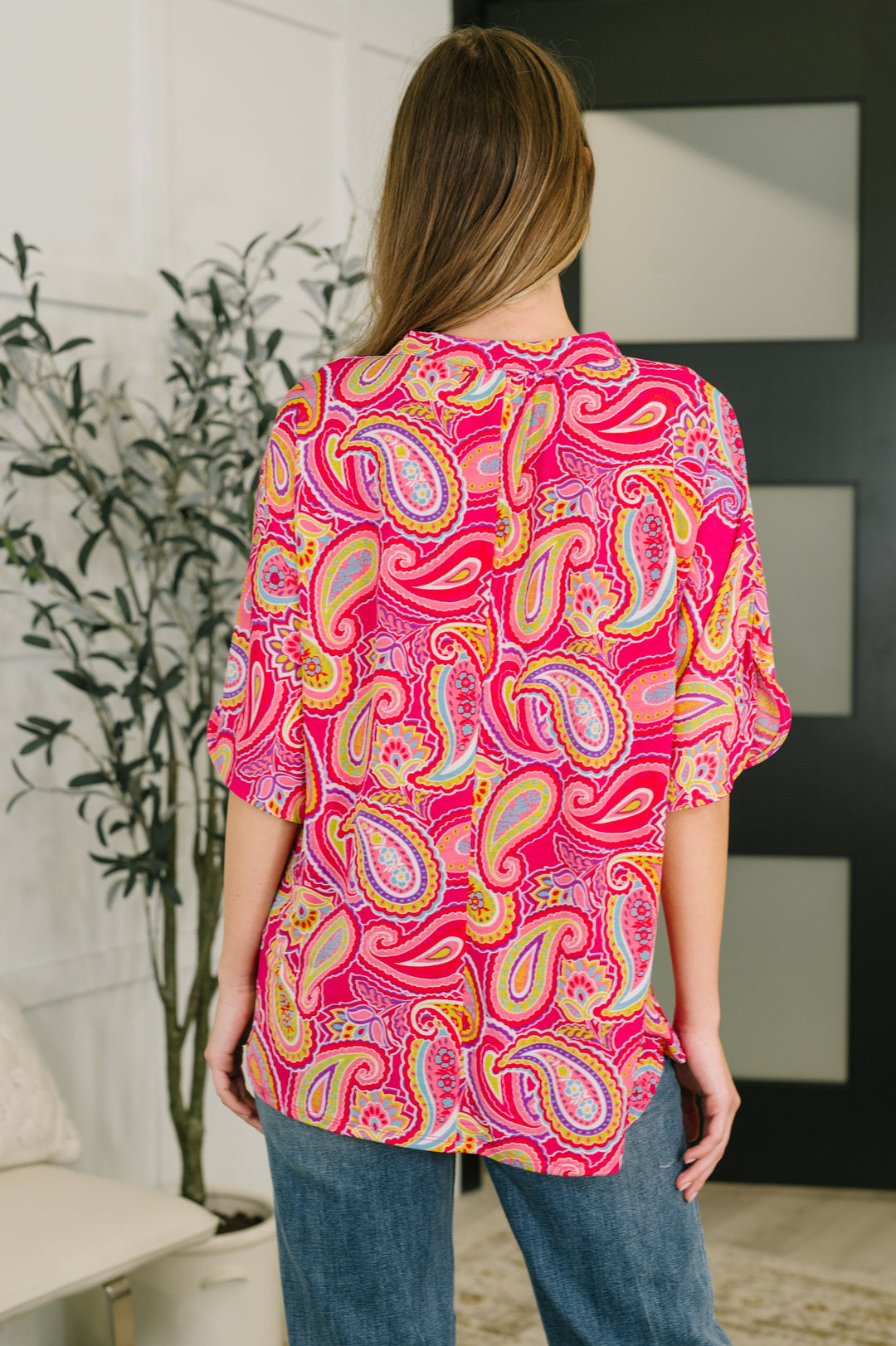 Lizzy Breeze Top in Hot Pink Paisley   Womens Joy & Country