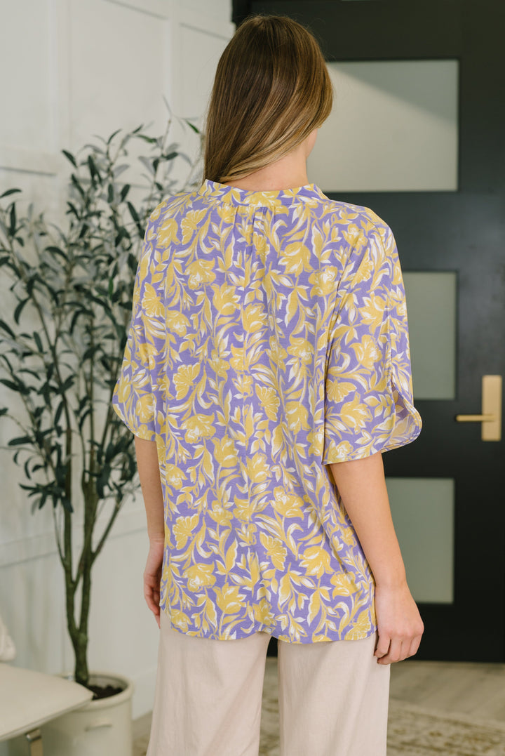 Lizzy Breeze Top in Purple and Yellow Floral   Womens Joy & Country