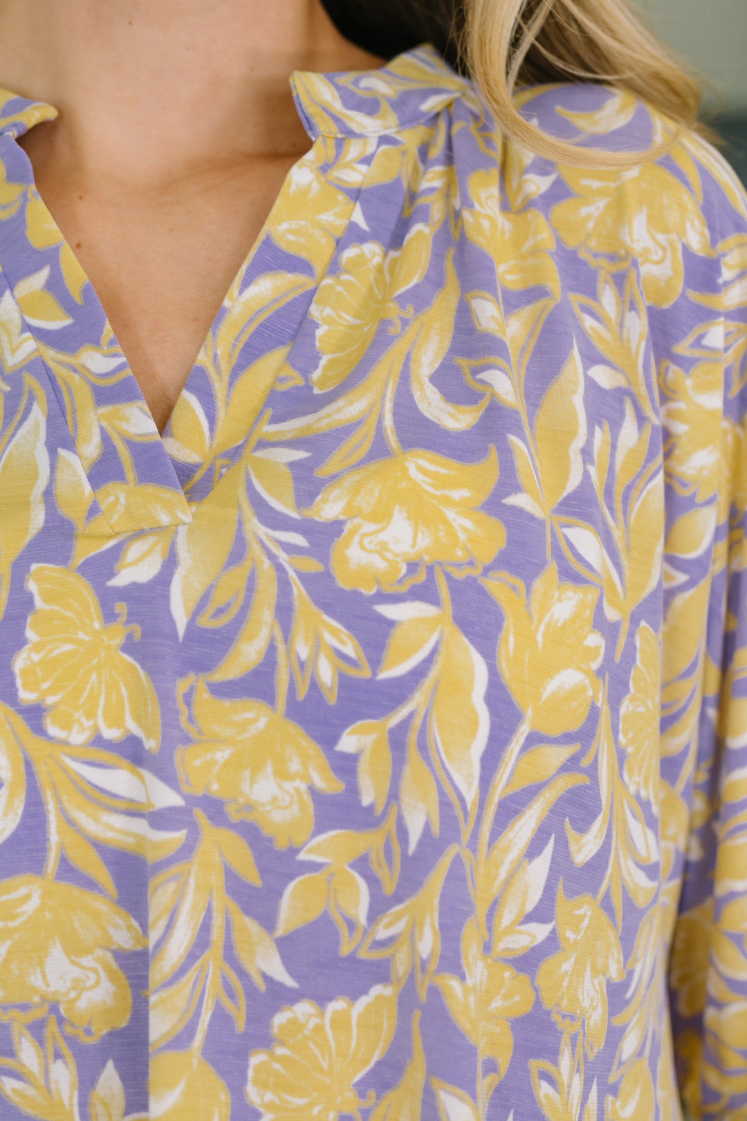 Lizzy Breeze Top in Purple and Yellow Floral   Womens Joy & Country