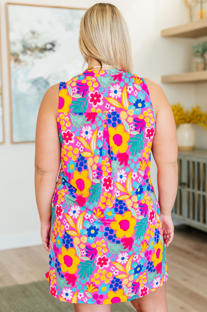 Chic & Easy Tank Dress - Hot Pink Mixed Floral