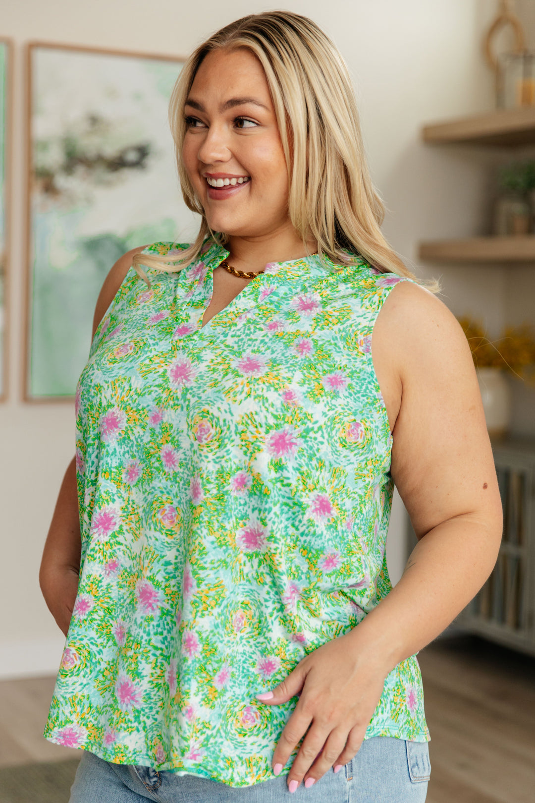 Touch Of Luxury Top in Mint Multi Fireworks