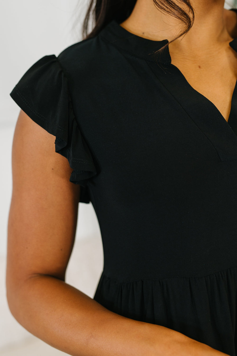 Lizzy Forever Flutter Sleeve Dress in Black   Womens Joy & Country