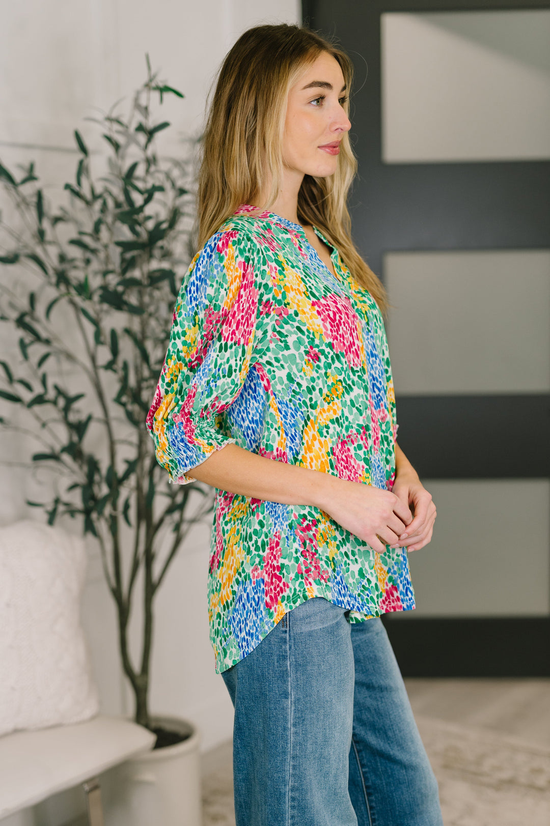 Lizzy Smock Top in Light Multi Painted   Womens Joy & Country