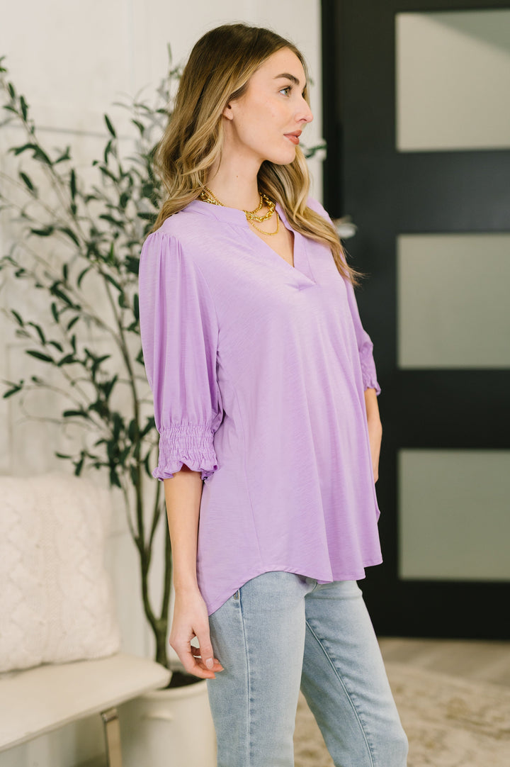 Lizzy Smock Top in Orchid Bloom   Womens Joy & Country