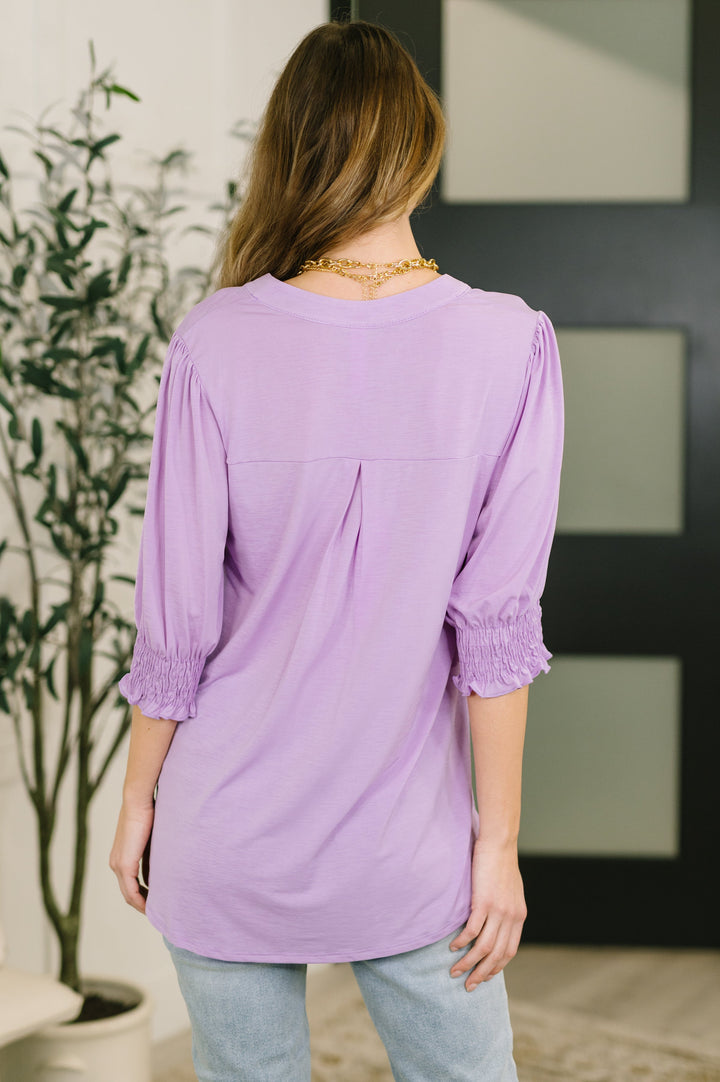 Lizzy Smock Top in Orchid Bloom   Womens Joy & Country