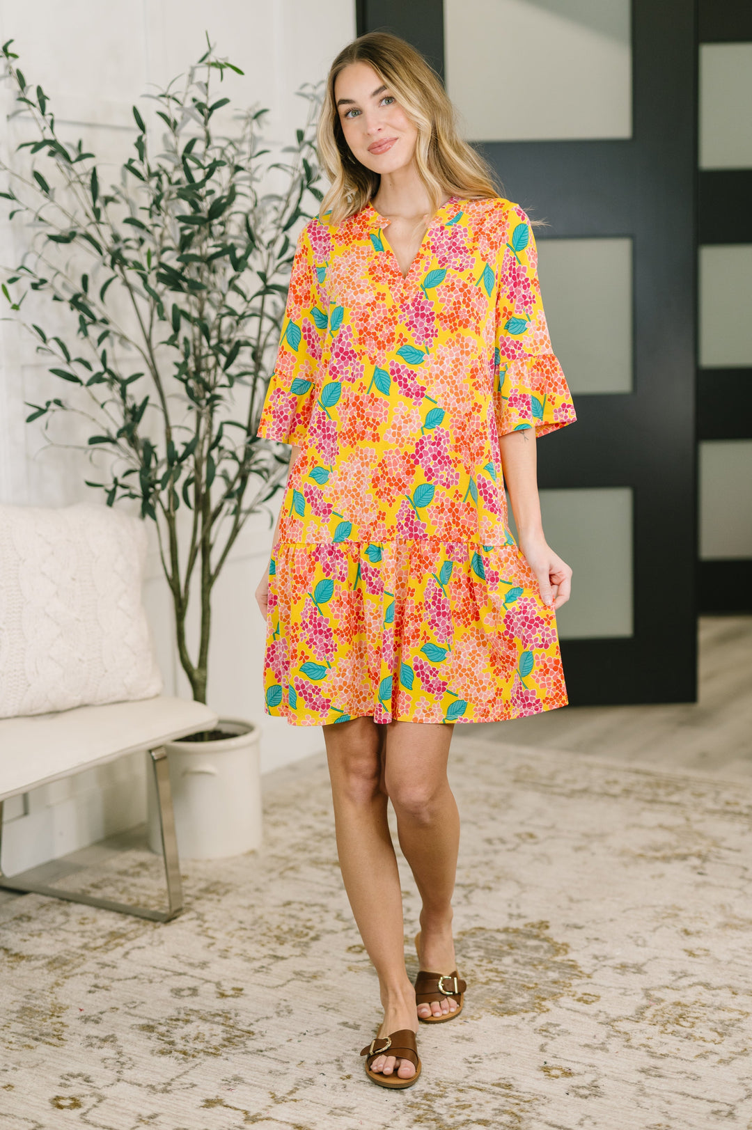 Lizzy Sunday Dress in Leaf Multi Floral- 3/3/2026 NEW   Womens Joy & Country
