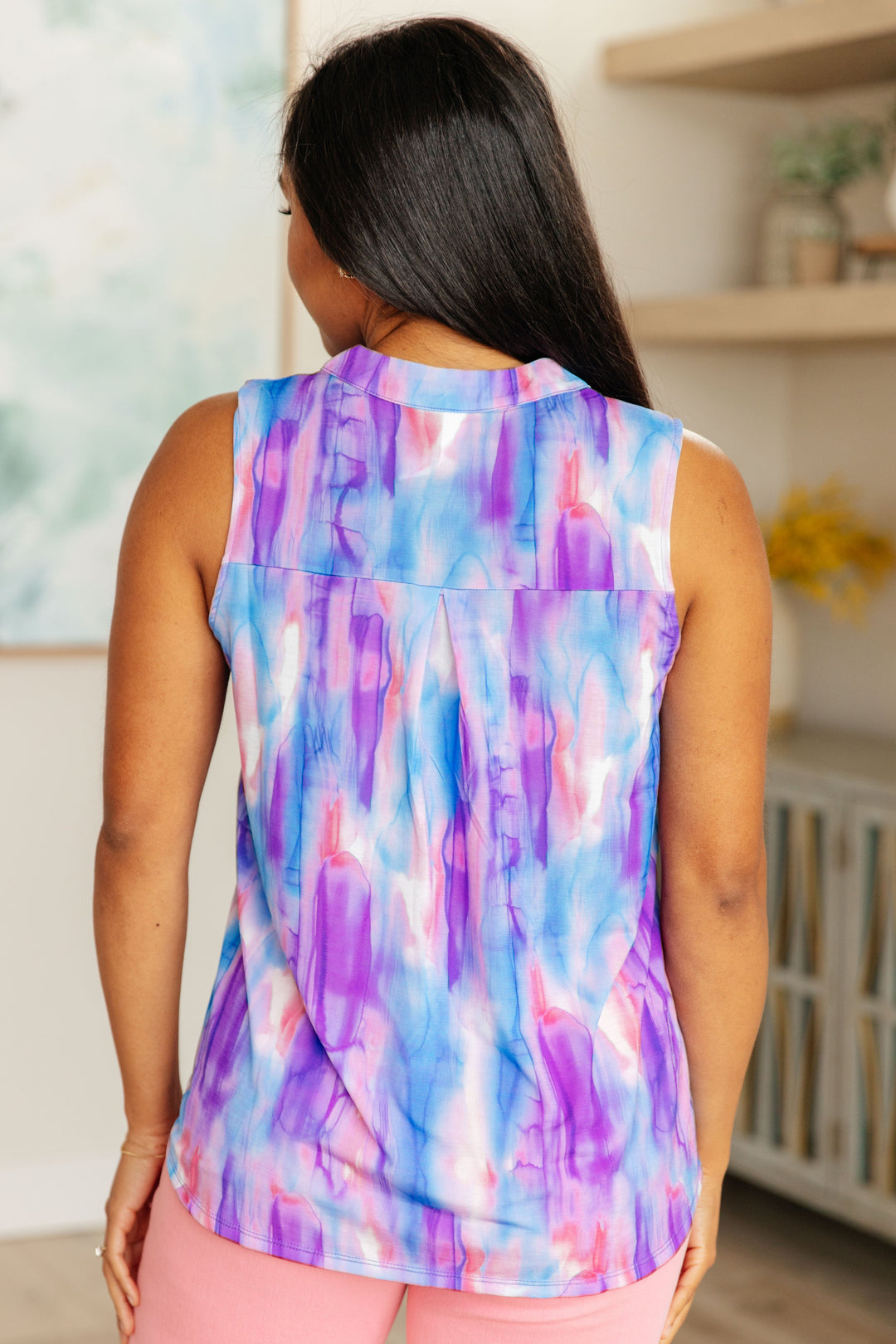 Touch Of Luxury Top in Lavender and Blue Watercolor