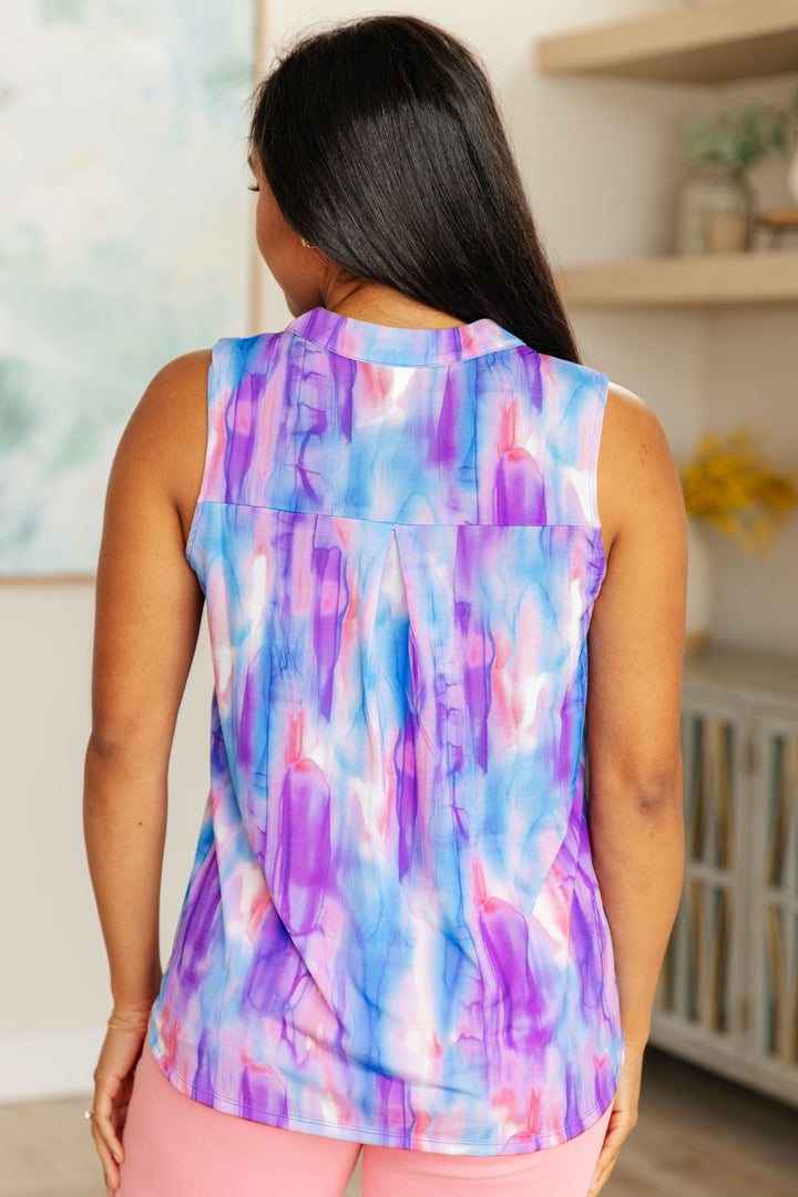 Touch Of Luxury Top in Lavender and Blue Watercolor