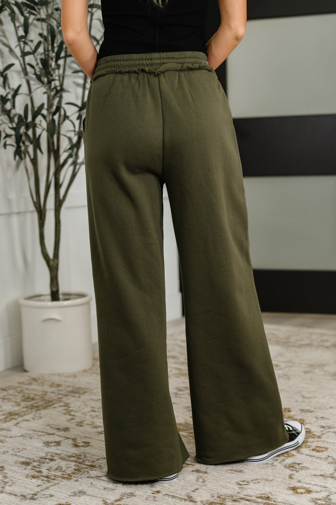 Lounge Line Wide Leg Sweats in Dark Olive   Womens Joy & Country