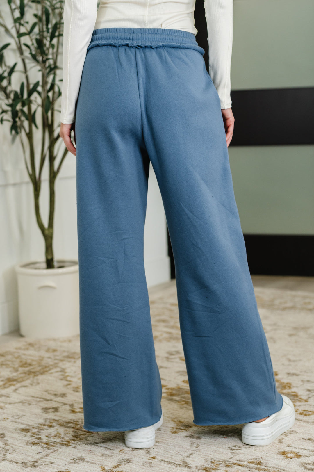 Lounge Line Wide Leg Sweats in Dusty Blue   Womens Joy & Country