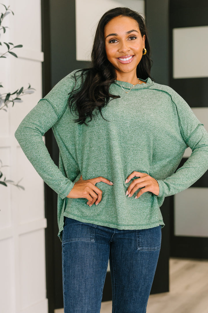 Mellow Mood Heathered Pullover in Dark Green   Womens Joy & Country
